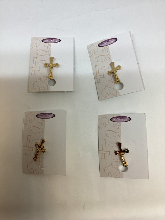 Gold Plated Crucifix Lapel Pin