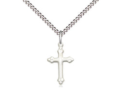 Cross Polished Sterling Silver Medal with 18” Chain