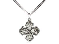 4-Way Sterling Silver Cross with 18” Chain