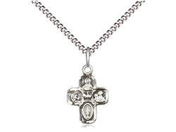 5-Way Sterling Silver Cross with 18” Chain
