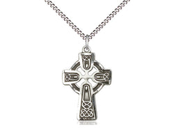 Small Celtic Cross Sterling Silver Medal with 18” Chain