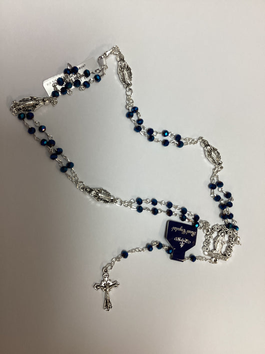 Rosary Necklace - Blue Crystal