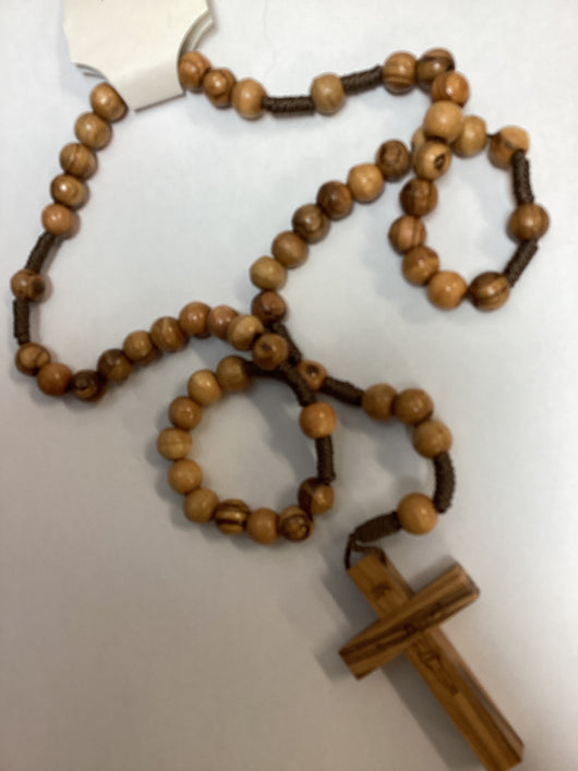 Shomali Rosary Family Size - Olive Wood Beads with Brown Cord