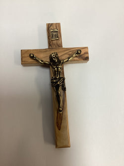 Olive Wood Crucifix with Bronze Corpus - 5”