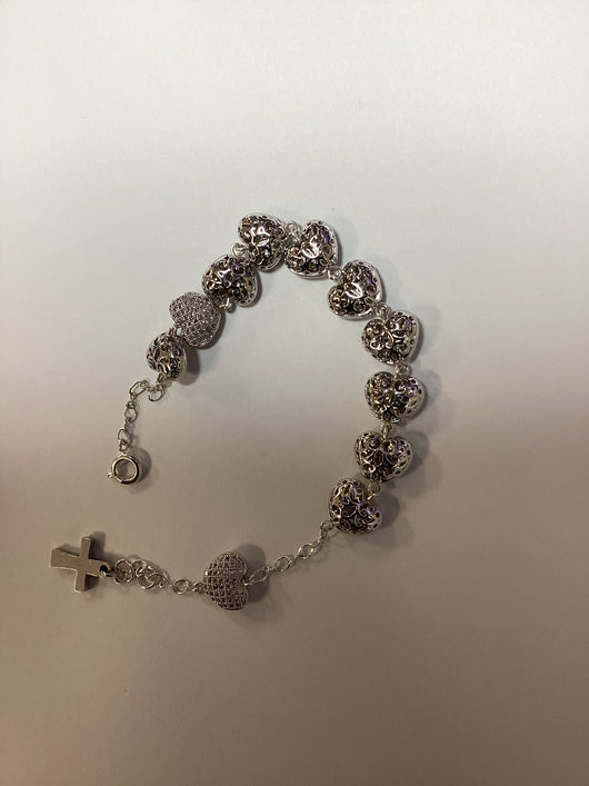 Rosary Bracelet Pure Crystal 6 mm Heart Bead