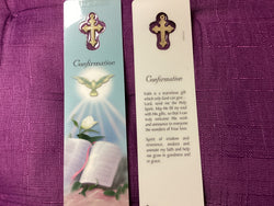 Confirmation Bookmark with Prayer and Embossed Cross