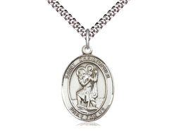 Saint Christopher Sterling Silver Medal with 24” Chain