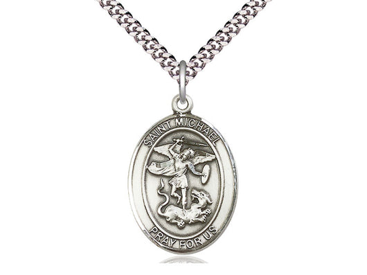 Saint Michael the Archangel Sterling Silver Medal with 24”