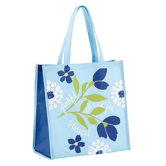 Tote Bag- Light Blue “Grateful, Thankful, Blessed”