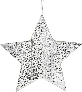 Hammered Metal Star Silver Christmas Ornament