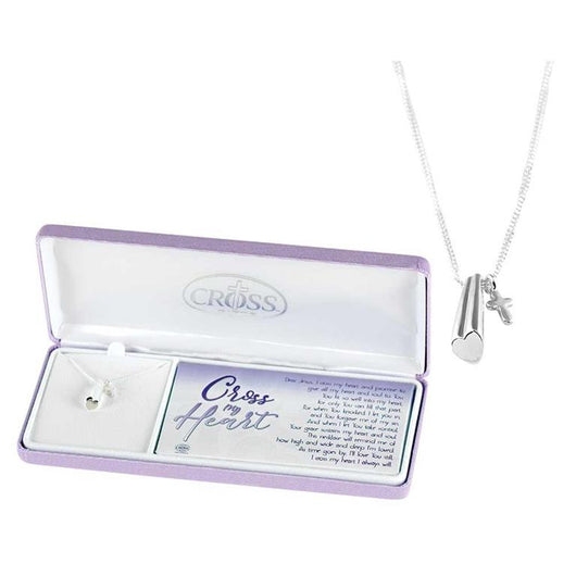 Cross My Heart Necklace - Silver Plated with 18 inch Chain