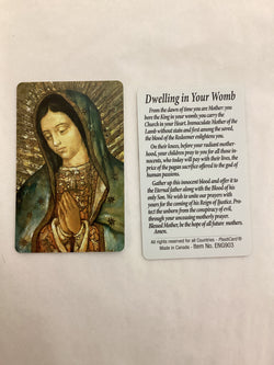 Our Lady of Guadalupe - Dwelling in your Womb Prayer Card