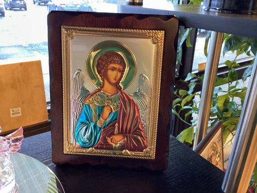 Guardian Angel Silver Icon 17 times 21 cm.
