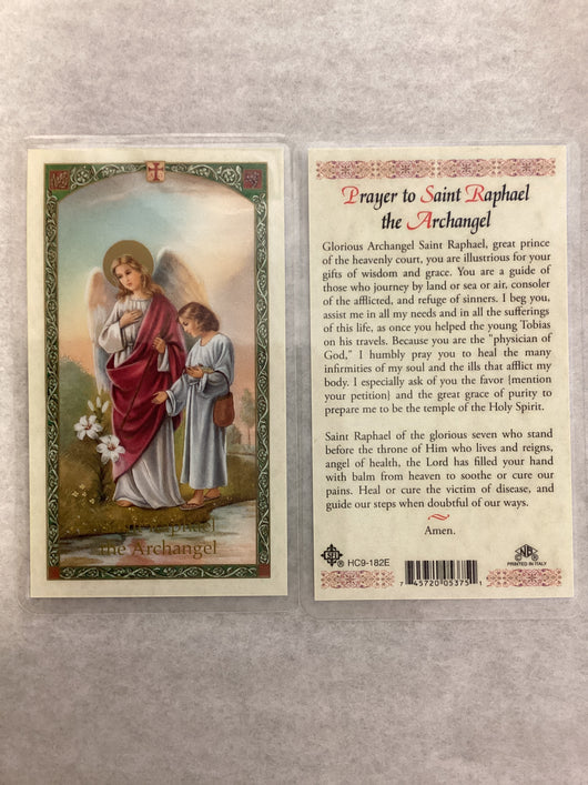 Prayer to Saint Raphael the Archangel Prayer Card