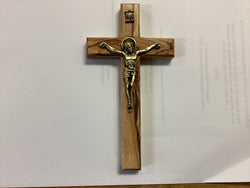 Olive Wood Crucifix 6 in. Bronze Corpus 2 in.