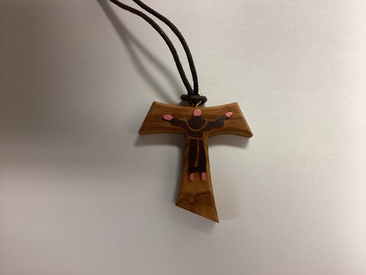 Tau Cross Olive Wood St. Francis Image