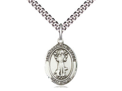 St. Francis of Assisi Sterling Medium Oval Medal With 24” Chain