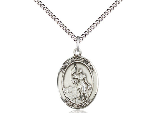 St. Joan of Arc Sterling Medal With 18” Light Curb Chain