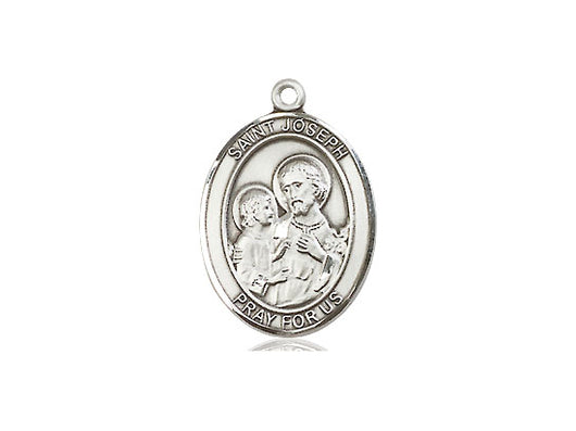 St. Joseph Sterling Oval Medal With 24 in. Heavy Curb Chain