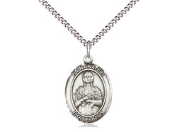 St. Kateri Tekawitha Sterling Oval Medal With 18” Light Curb Chain