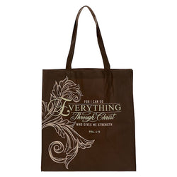 Tote Bag - Brown “For I can do Everything Through Christ who Gives me Strength” Phil. 4:13