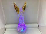 Plastic Light Up 12” Angel with Gold Wings and Swirling Glitter