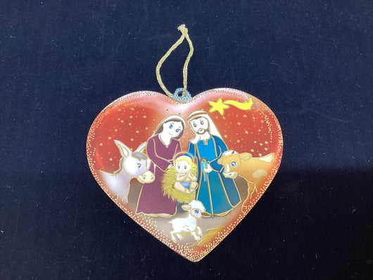 Christmas Nativity Heart Ornament