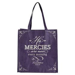 Tote Bag - Purple “His Mercies are New Every Morning” - Lamentations 3:22-23