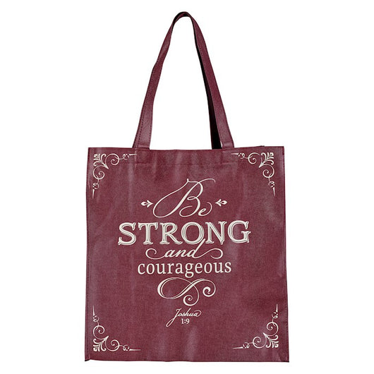Tote Bag - Wine “Be Strong and Courageous” - Joshua 1:9