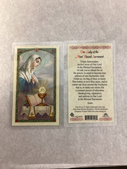 Our Lady of the Most Blessed Sacrament Prayer Card