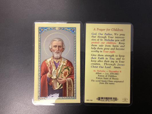 St. Nicholas A Prayer for Children Prayer Card