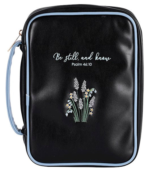 Bible Cover - Be Still and Know, Black, Xlarge
