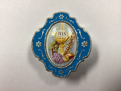 Rosary Case First Communion Metal Blue