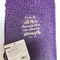 Bible Cover, Medium, Purple with Black Flowers