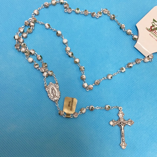White Cloisonné Rosary