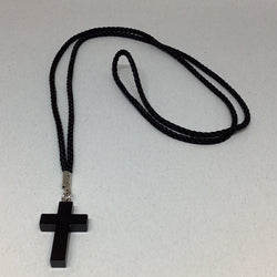 Black Wood Cross on Cord