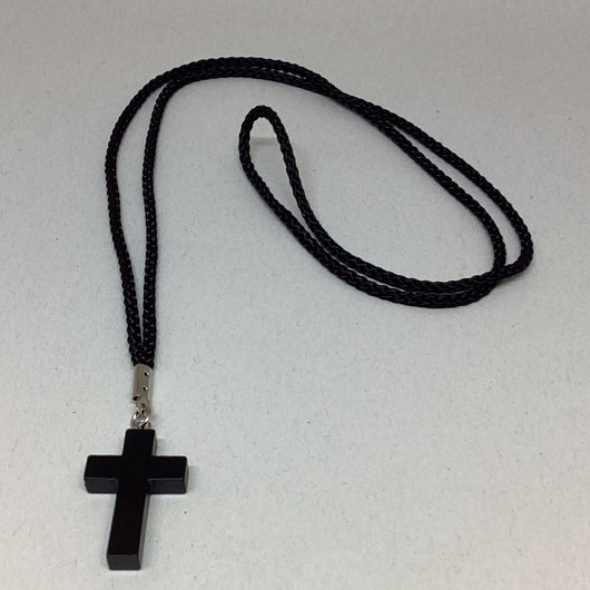 Black Wood Cross on Cord