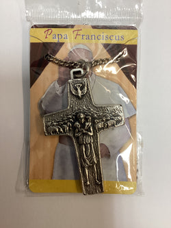 Pope Francis 2” Pectoral Cross on 20 in. Stainless Steel Chain