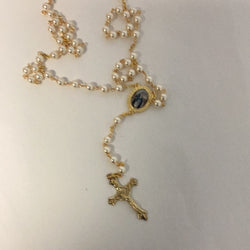 Cream Colored Rosary with Miraculous Medal