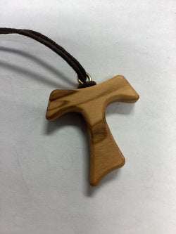 Tau Cross Olive Wood 1 1/4 in. pendant