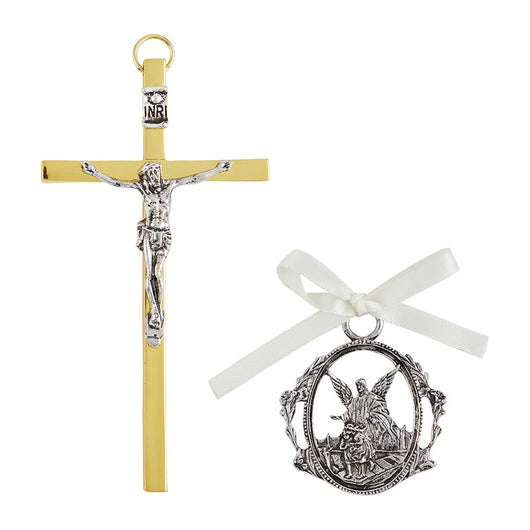 Crucifix With Guardian Angel Medal