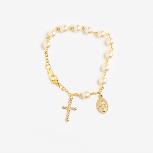 Cream Pearl Rosary Bracelet