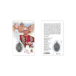 Pope Leo XIV Holy Card with Medal
