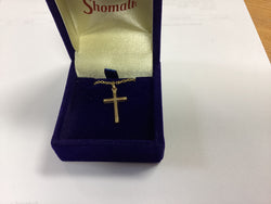 Brass Plated Gold Cross 1 in. With Chain