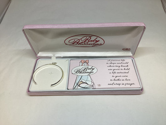 Baby Jesus Silver Plated Cuff With Heart