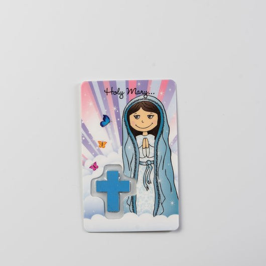 Holy Mary Prayer Card with Embedded Cross
