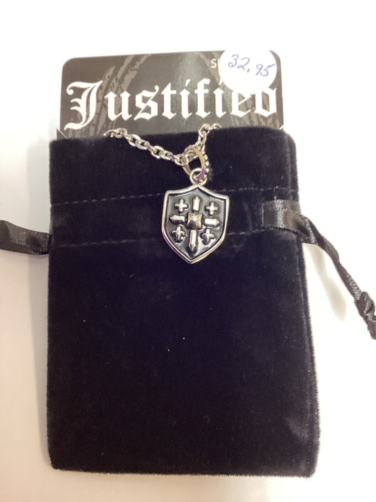 Stainless Steel Black Shield Cross Necklace