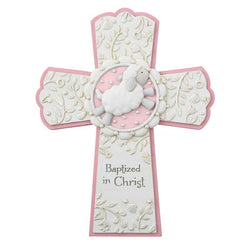 Baptized in Christ 7 in. Pink Cross