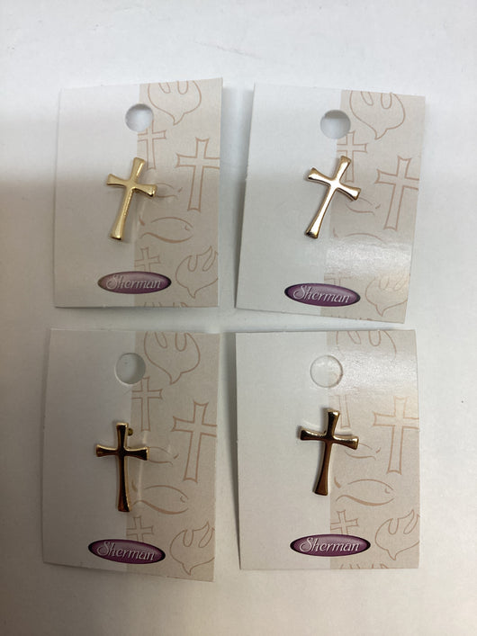 Gold Plated Cross Lapel Pin