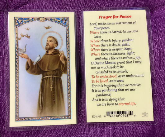 Saint Francis Prayer for Peace Prayer Card